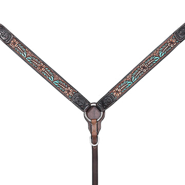 HILASON Western Horse Headstall Breast Collar Leather Brown
